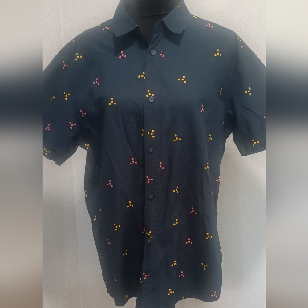 RVCA Dark Blue Shirt with Red and Yellow Patterns